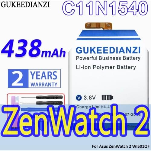 GUKEEDIANZI High Capacity Battery C11N1540 438mAh For Asus ZenWatch 2 WI501QF ZenWatch2 Watch Bateria