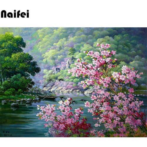 Full Square/Round Drill 5D DIY Diamond Painting flower"Sakura landscape" Embroidery Cross Stitch 5D Home Decor Gift