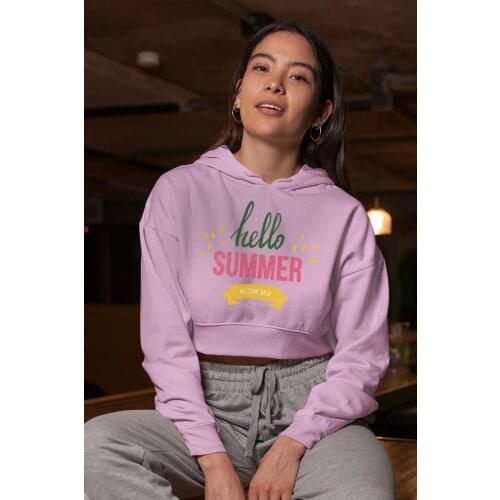 Angemiel Wear Hello Summer Pink Short Hooded Sweatshirt