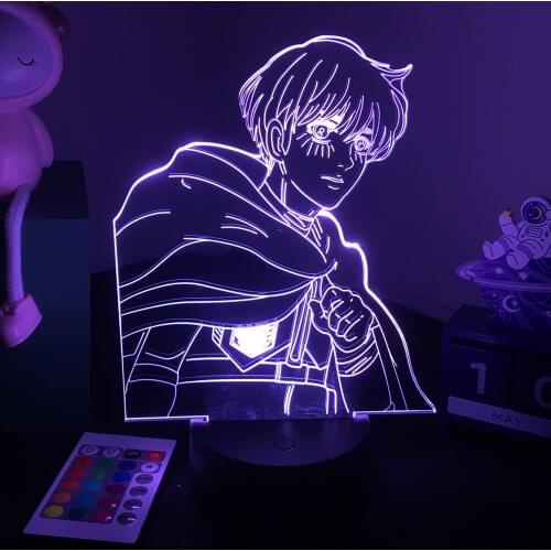 Anime Lamp Attack on Titan 4 Armin Arlert Figure for Bedroom Decor Night Light Kids Birthday Gift Shingeki No Kyojin 3d Light