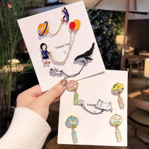 Anti-glare Buckle Brooch Alloy Lapel Cartoon Pins Set Neckline Pin Fixed Clothes Decorative Buckle Pin Accessories Gifts Friends
