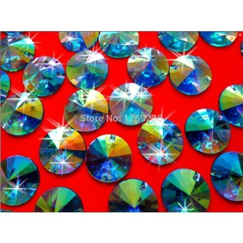 Big beads Round 18mm Sew on Crystals Light Blue AB colour Rhinestones flatback For Hand Sewing Strass Diamond 50pcs/lot