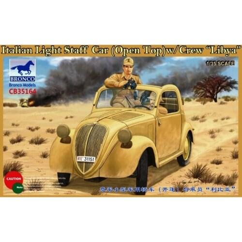 BRONCO CB35164 1/35 Italian Light Staff Car (Open Top) w/Crew "Libya" - Scale Model Kit