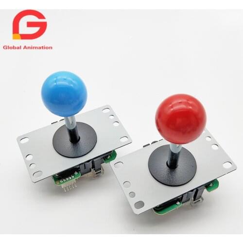 2 PCS Copy Sanwa Quality 5Pin 8way Long Stick Joystick Multi Color Happ Ball for Arcade Game Machine PC MAME Pandora box console