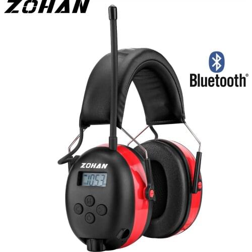 ZOHAN Electronic Earmuffs 5.0 Bluetooth Headphone Ear Protection FM/AM Noise Reduction Hearing Protective for Mowing NRR25db