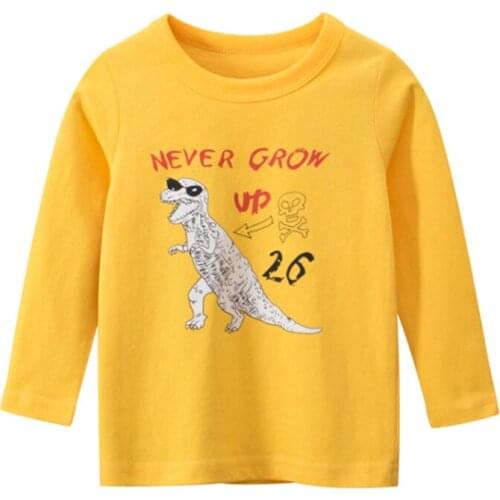 FOCUSNORM Children Autumn Clothes O-Neck Long-Sleeves Pullover Top Cartoon Dinosaur Printing Boys 1-9 Years