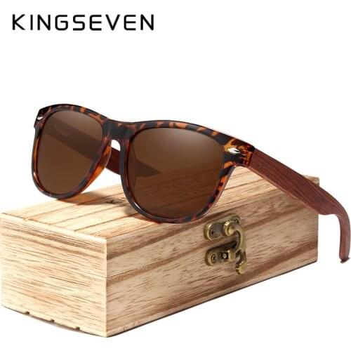 KINGSEVEN 2020Sunglasses Wood Polarized Sunglasses Men UV Protection Eyewear With Wood Box Oculos de sol