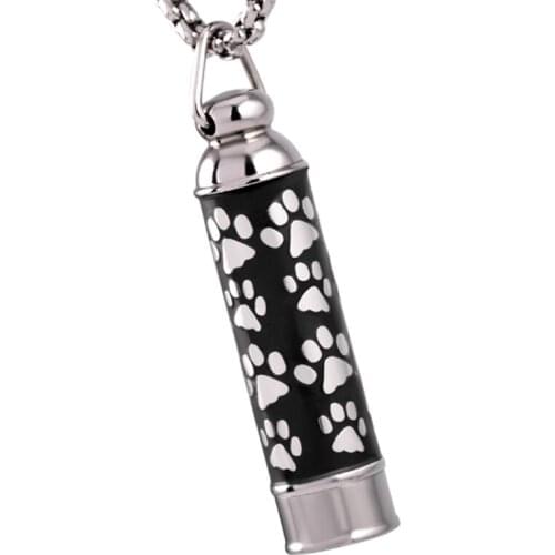 Chinese Thermos Flask Paw Print Memorial Ash Keepsake Urn Pendant Necklace For Pet/Human Ashes Cremation Funeral Casket Urn