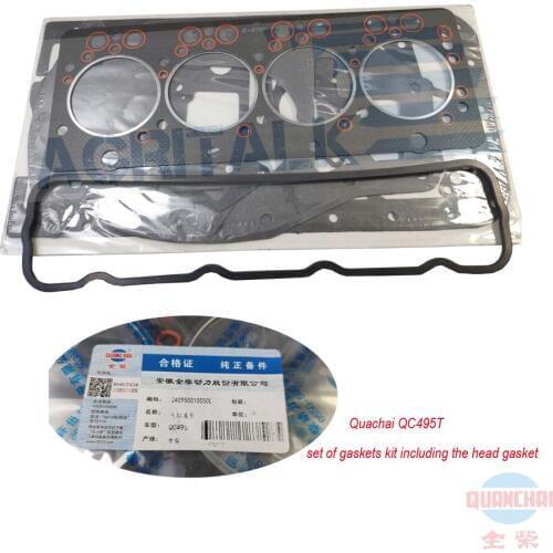 Set of gasket kit including the cylinder head gasket for Quanchai QC495T (engine is not the turbo type)