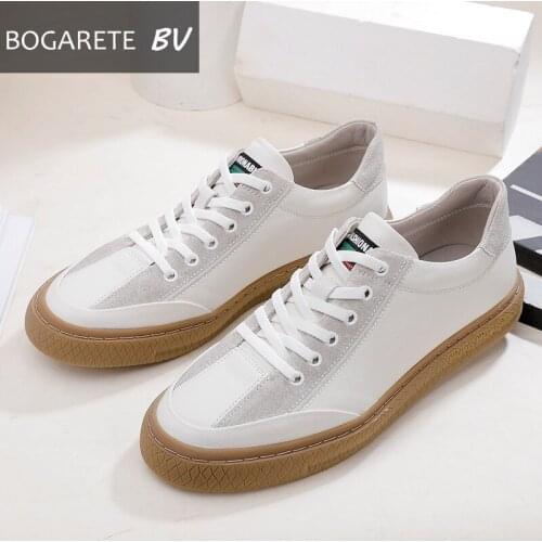 Summer mens white shoes breathable casual solid color round head lace up leather sneakers mens shoes men casual shoes