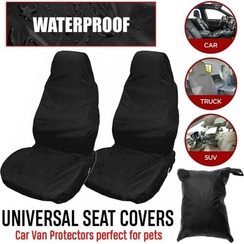 Mayitr 2pcs Black Waterproof Front Car Van Auto Seat Covers Protectors Against Dirt Food Drink Stains