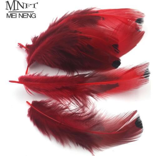 MNFT 50Pcs/Lot Natural Red Pheasant Feathers with Large Dot Fly Tying Material for Fishing Lures Length about 4-8cm