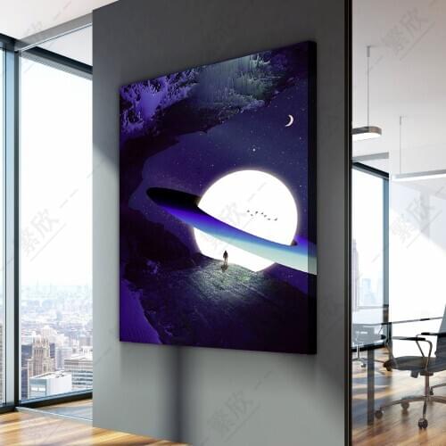 Home Decor Simple Universe Blue Planet Abstract Astronaut Art Creative Hanging Painting Poster Wall For Home Canvas Painting