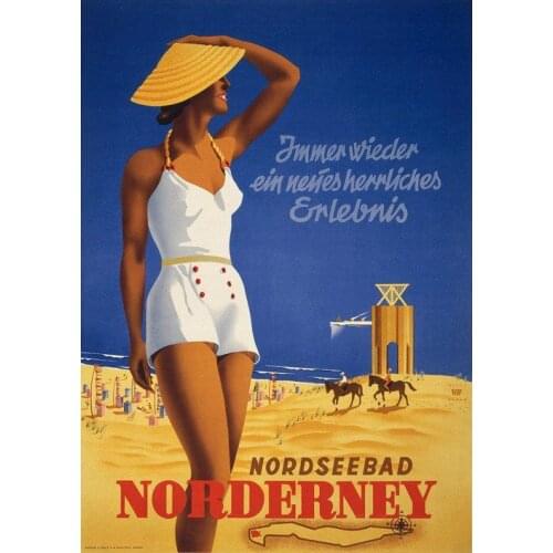 Nordseebad Norderney Beauty Germany Travel Ad Beauty View German Retro Vintage Poster Canvas Wall Art Home Posters Decor