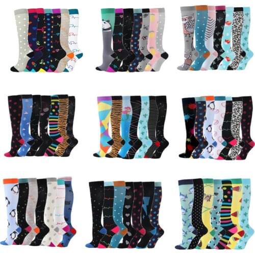 7 Pairs Compression Stocking Women Knee High Edema Anti Fatigue Diabetes Varicose Veins Summer Running Sports Compression Socks