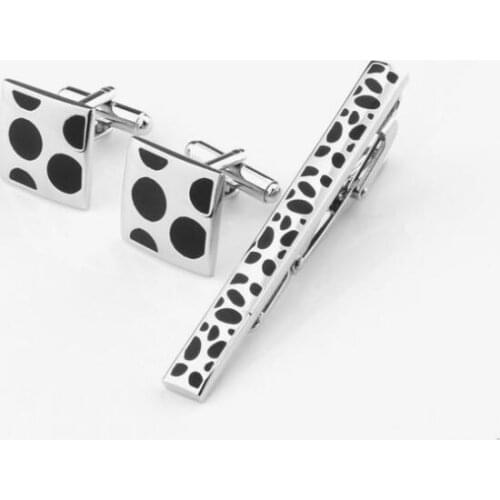 Newest Spotty Pattern Tie Clip Cufflinks Set Top Quality Tie Pin Cuff links Set Wholesale Tie Bar Link Set Wholesale 10sets/lot