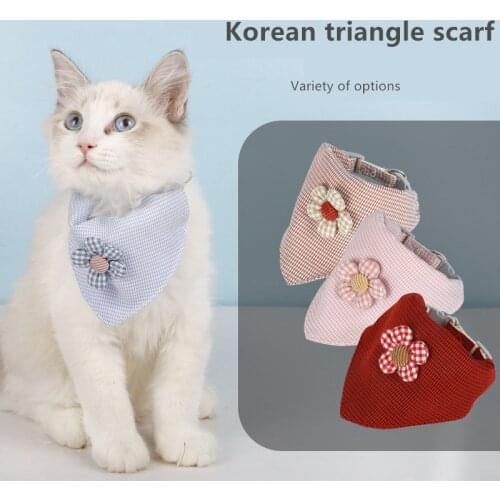 New Pet Neckerchief Cat Dog Accessories Scarf Flower Bandana Bibs Scarf Collar Pet Saliva Towel Cotton Triangle Towel