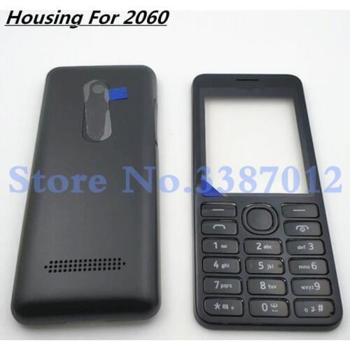 Original For Nokia Asha 206 2060 Full Housing Cover Door Frame + Battery Back cover+Keypad + Logo