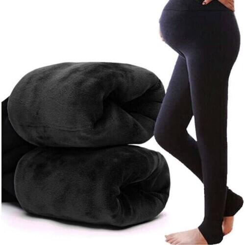 Autumn and Winter Leggings for Pregnant Woman Brushed and Thick Abdomen Support tight pants Adjustable Warm materntiy pants