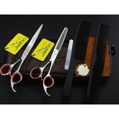 341# Hairdressing Scissors 6.0'' 17.5CM 4Pcs Suit Brand Jason Japan 440C Barbers Cutting Scissors Thinning Shears Hair Scissors