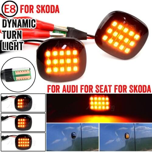 Sequential Flashing LED Turn Signal Side Marker Light For Skoda Fabia Octavia Superb Roomster SEAT Cordoba Ibiza AUDI A3 A4 A8