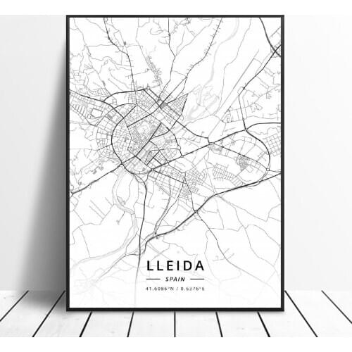 Lleida Toledo Logrono Vigo Murcia Burgos Spain Canvas Art Map Poster