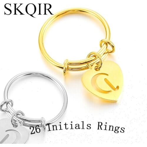 Adjustable Heart Rings for Women Men Stainless Steel Initial Hollowing Gold Rings Engagement Finger Jewelry Accessories Gift