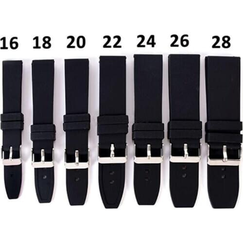 HOT New Arrival 16/18/20/22/24/26/28MM Waterproof Solid Soft Silicone Buckle Watch Strap Band Replacement Wholesale Dropshipping