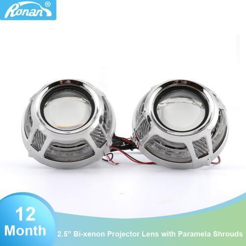 RONAN 2018 new arrival car Styling 2.5" Bi-xenon H1 Projector Lens with Angel Eyes car headlight for H1 H4 H7 Car Retrofit