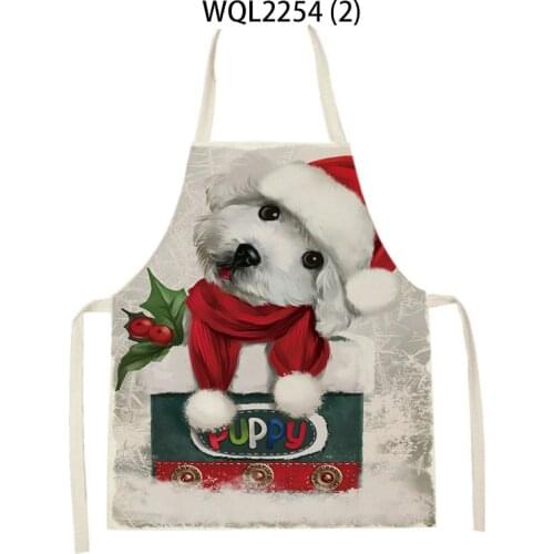 Christmas hat kitten puppy pattern clean art apron bib home cooking kitchen apron chef wear adult bib anti-fouling Delantal