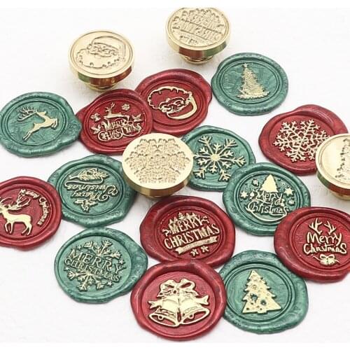 Wax Stamps 25MM Christmas Round Sealing Wax Seal Stamp Head Retro For Festival Gift Wrapping Cards Scrapbooking Stamp