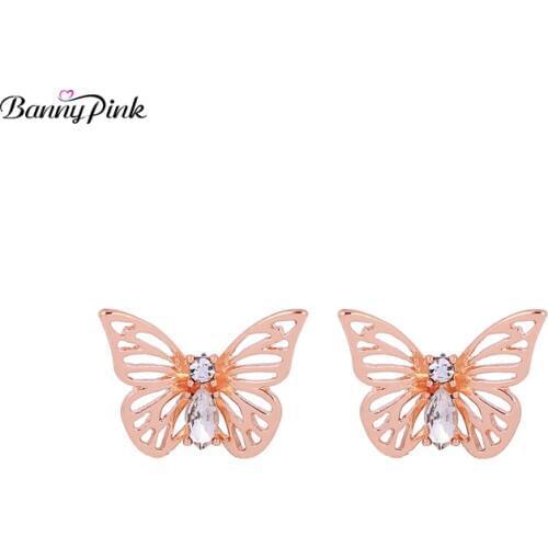 Banny Pink Cute Butterfly Studs Earrings For Women Lovely Insect Post Earrings Metal Pendant Earrings Charms Earrings Pendientes