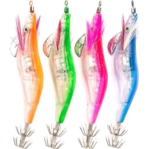 LED Electronic Luminous Shrimp Squid Night Fishing Squid Jigs Lure Bass Bait with Hook Topwater Crankbaits Fish Tackle Wobbler