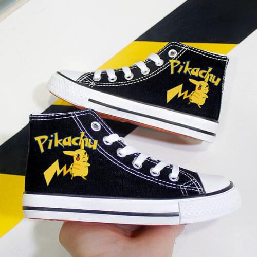 Pikachu spring and summer Naruto cartoon Totoro high-top canvas shoes for boys and girls 8-14 children all-match breathable