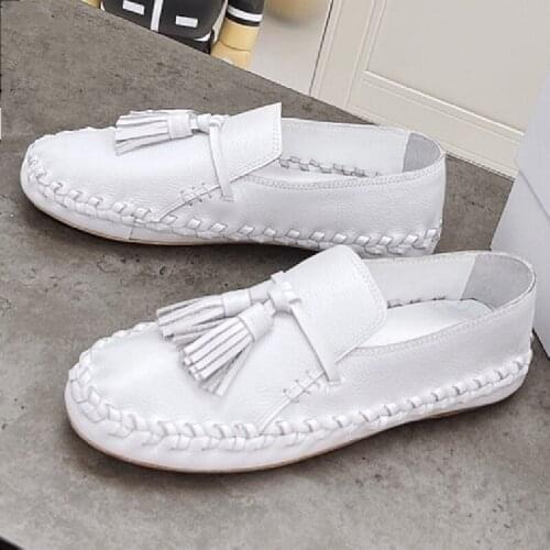 Spring Women Shoes Classic Ladies Flats Fashion Fringe Loafers Female Peep Toe New White Chaussure Shallow Basic Casual