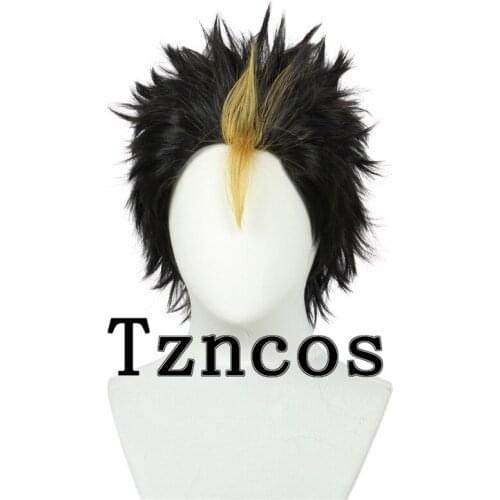 Tzncos Yu Nishinoya Cosplay Wig Black Short Wig Heat Resistant Synthetic Hair