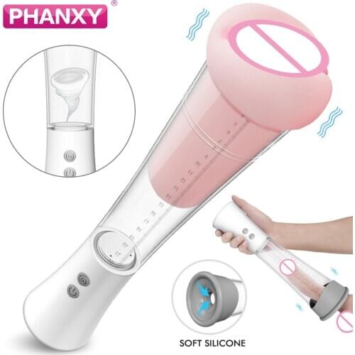 PHANXY Male Masturbator Vacuum Pump For Penis Extender Enlargement Penis Pump Sex Toys For Men Enlarger USB Rechargeable