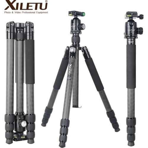 XILETU L334CJ2 Professional Carbon Fiber Tripod Monopod Stand Ball head for Digital DSLR Camera Light High Quality Tripode