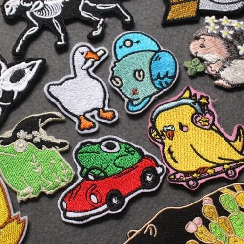 DIY Funny Clothing Stripes Iron On Patch Anime Patches For Clothing Cartoon Animal Patch Embroidered Patches On Clothes