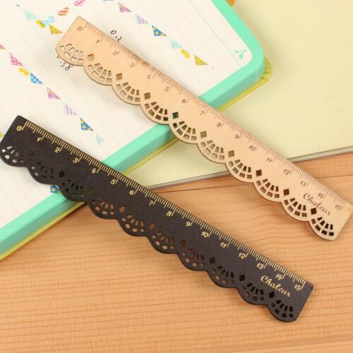 1PC New 16CM Korea Zakka Kawaii Lovely Stationery Lace Brown Wood Ruler Sewing Ruler Office School Promotional Stationery