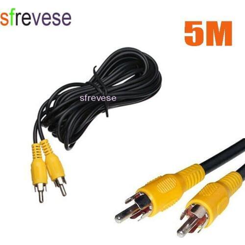 5M 16.4FT AV To AV RCA to RCA AV Reverse Rear View Parking Camera Video Extension Cable For Car Truck Bus 5pcs/lot