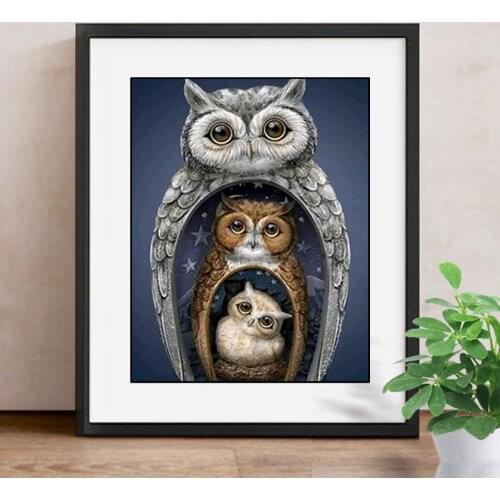 5D DIY Diamond Painting Cross Stitch Animal Diamond Embroidery Owl Full Round Diamond Mosaic Home Decoration 30x40