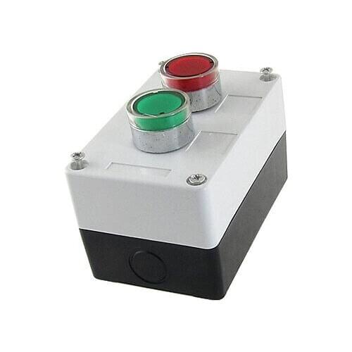 AC 110V Red Green Signal Light Lamp NO Momentary Push Button Switch Station Box