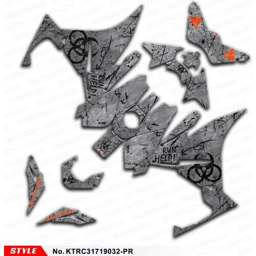 Aftermarket Gray Graphics Custom Stickers for RC 125 200 RC125 RC200 2017 2018 2019 2020 2021, Style No.KTRC31719032-PR