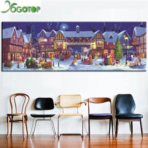 Large Diamond Embroidery Christmas party Diy Diamond Painting 5D full rhinestone mosaic Room decor snow house Tree gifts YY1482