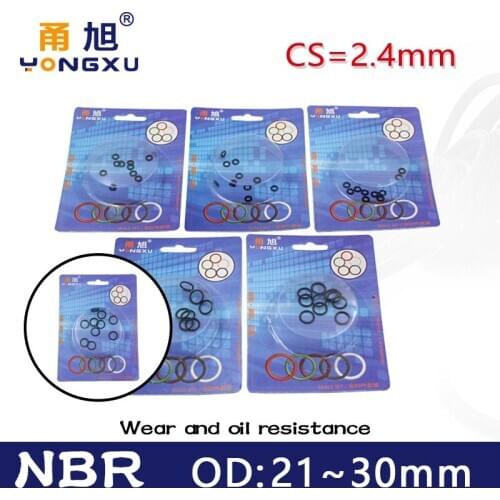 Black NBR Seal O-Ring nitrile rubber thickness CS 2.4mm OD21/22/23/24/25/26/27/28/29/30mm Waterproof oil resistance Gasket Boxed