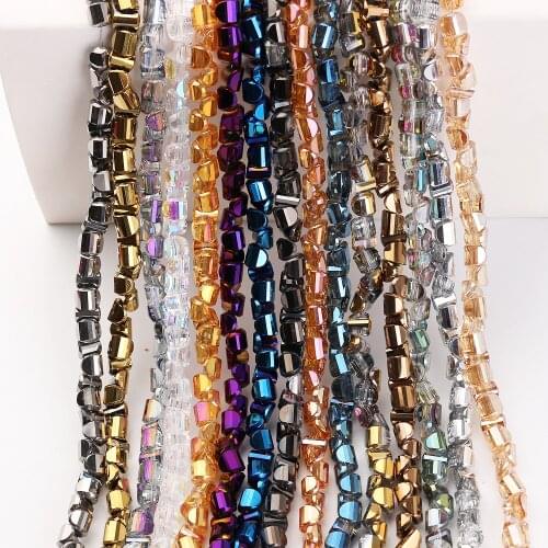 Czech Crystal Plated Beads With Cross Hole 4/6/8mm Faceted Glass Beads Flat Bottom Needlework Accessories For Jewelry