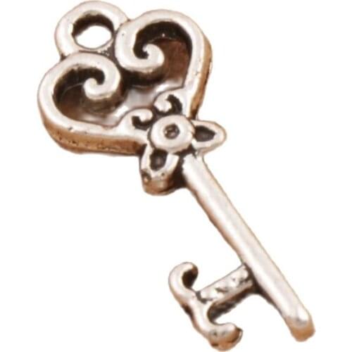 Flower Heart Key Charm Beads 9x21 mm 66pcs Zinc Alloy Pendants Jewelry DIY Fit Bracelets Necklace Earrings L879
