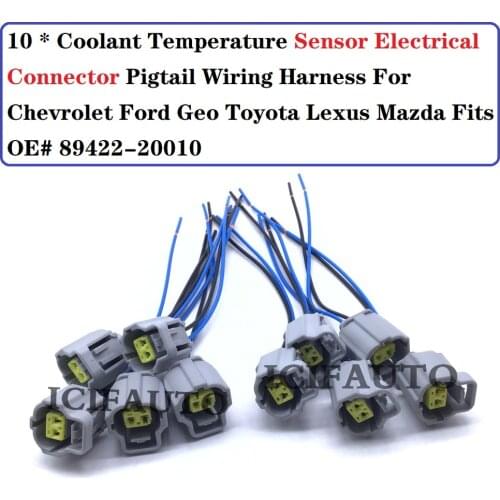 89422-20010 Coolant Temperature Sensor & Electrical Connector Pigtail Wiring Harness For Chevrolet Ford Geo Toyota Lexus Mazda