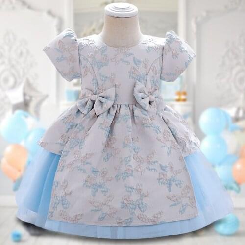 Baby Girls Baptism Gift Dress 1st Birthday Dress For Baby Girl Clothes Retro Court Princess Dresses Evening Party Dress Flower